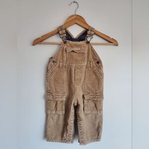 Osh Kosh B' gosh Kids Tan Overalls Flannel Lining Size 12 months